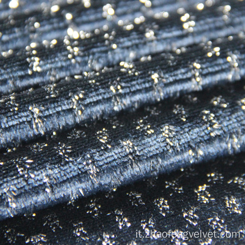Tessuto di velluto metallico in poliestere in poliestere a maglia warp